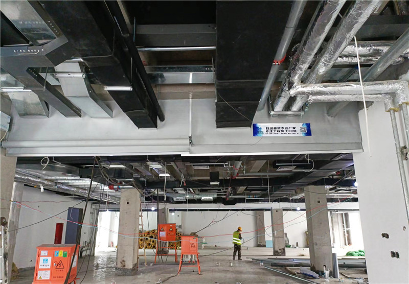 研发办公楼上固定防火布封堵下电动卷轴挡烟垂壁