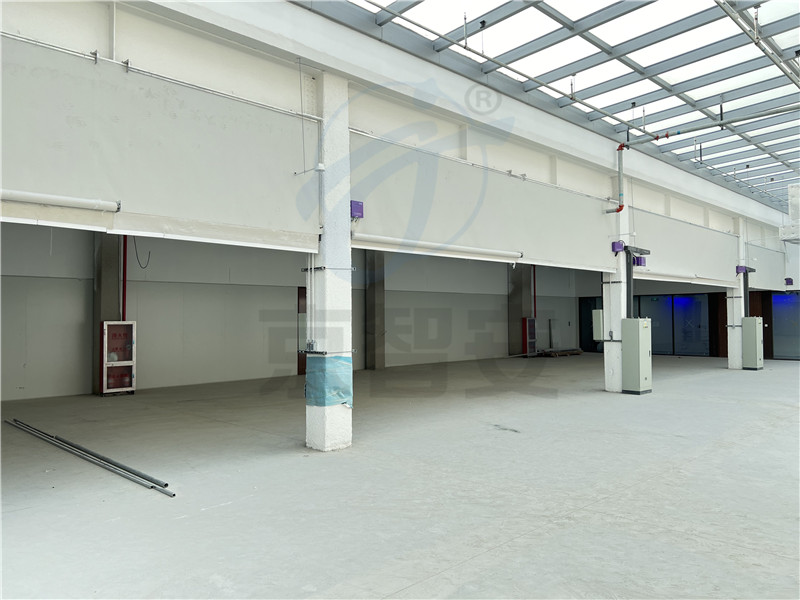 厂房上固定防烟封堵下电动卷轴